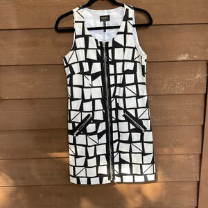 Laundry by Shelli Segal black and white zip dress size 6
